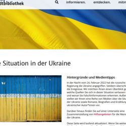 Homepage der Stadtbibliothek München mit Informationszusammenstellung zum Ukraine-Konflikt