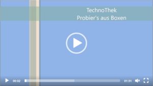 Mit einem Klick auf das Bild startet der Film zu den Probier's-asu-Boxen - es wird gezeigt, wie man die Schlüssel für die Boxen mit einer Karte ausleiht und Beispiele des Ausprobierens