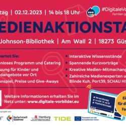 Plakat für den Medienaktionstag mit Hinweis auf die Angebote, wie im Text der Nachricht geschrieben