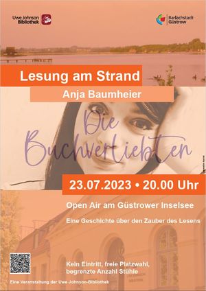 Plakat für die Veranstaltung mit dem Buchtitel und dem Gesicht der Autorin